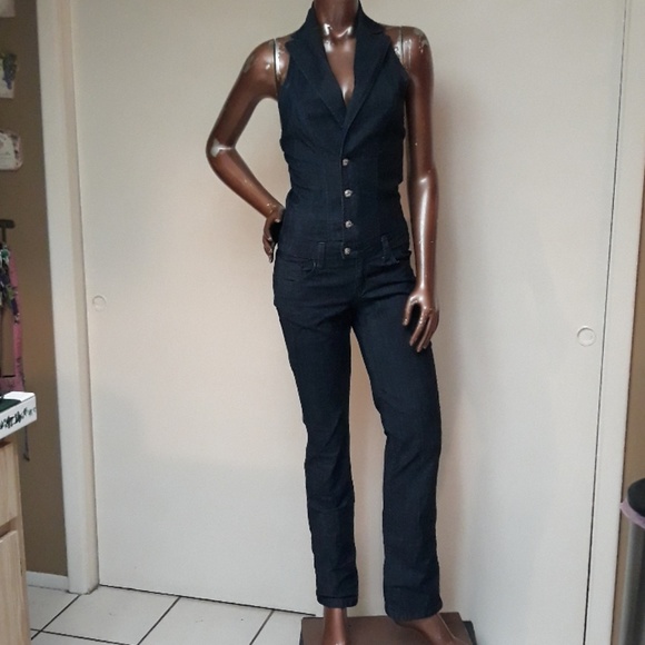Sapphire Red Pants - NWOT Demin Halter  Jumpsuit by Sapphire Red